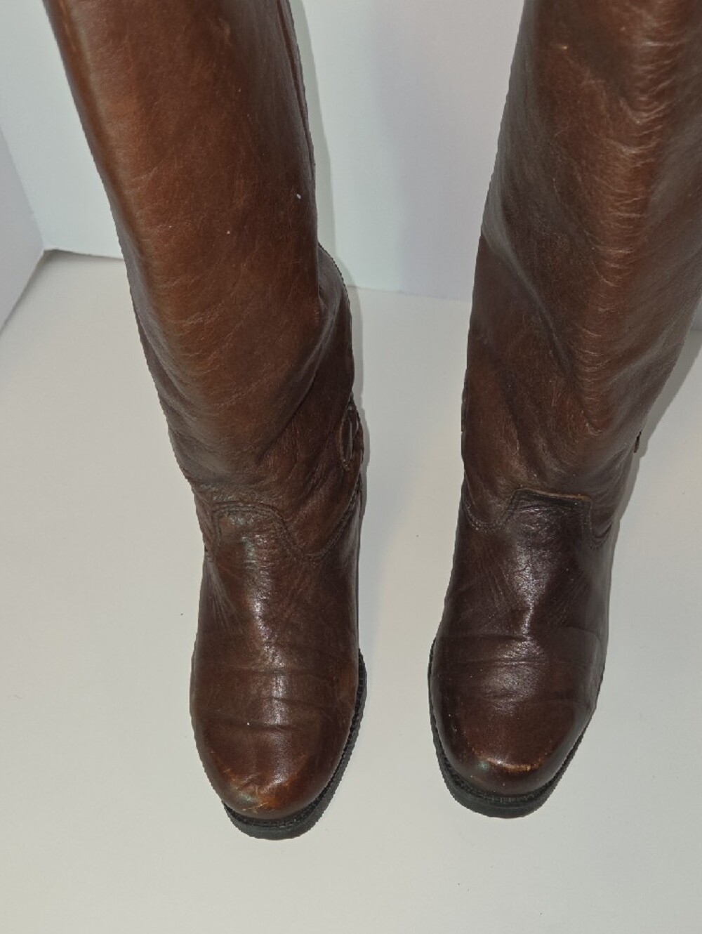 Jessica Knee-High Leather Boots Brown Riding Style Low Heel Women's Size 6 - Picture 3 of 11